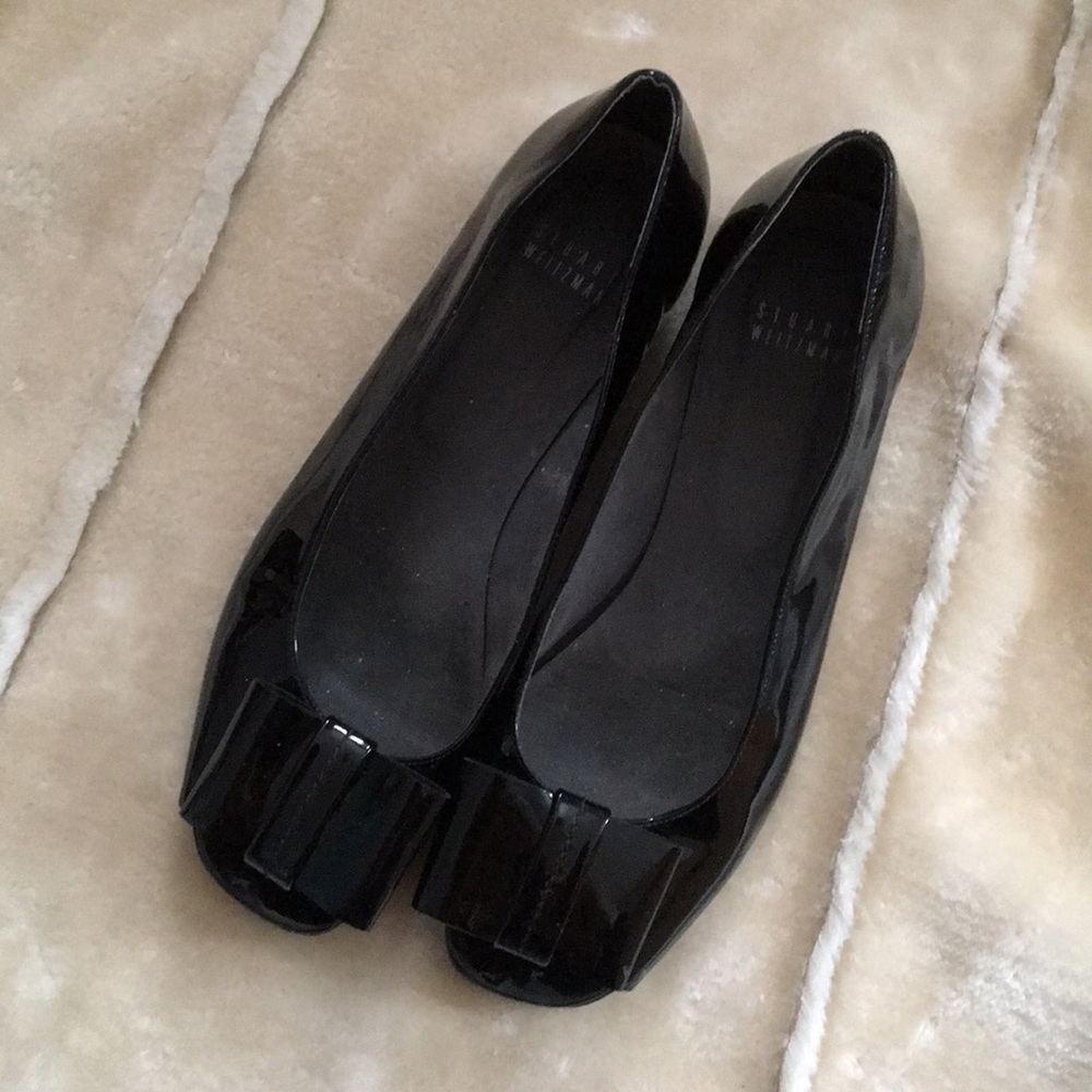Stuart Weitzman Glossy PVC Open Peep Toe Flats